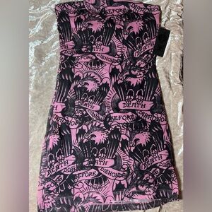 Ed Hardy death before dishonor mesh tube dress